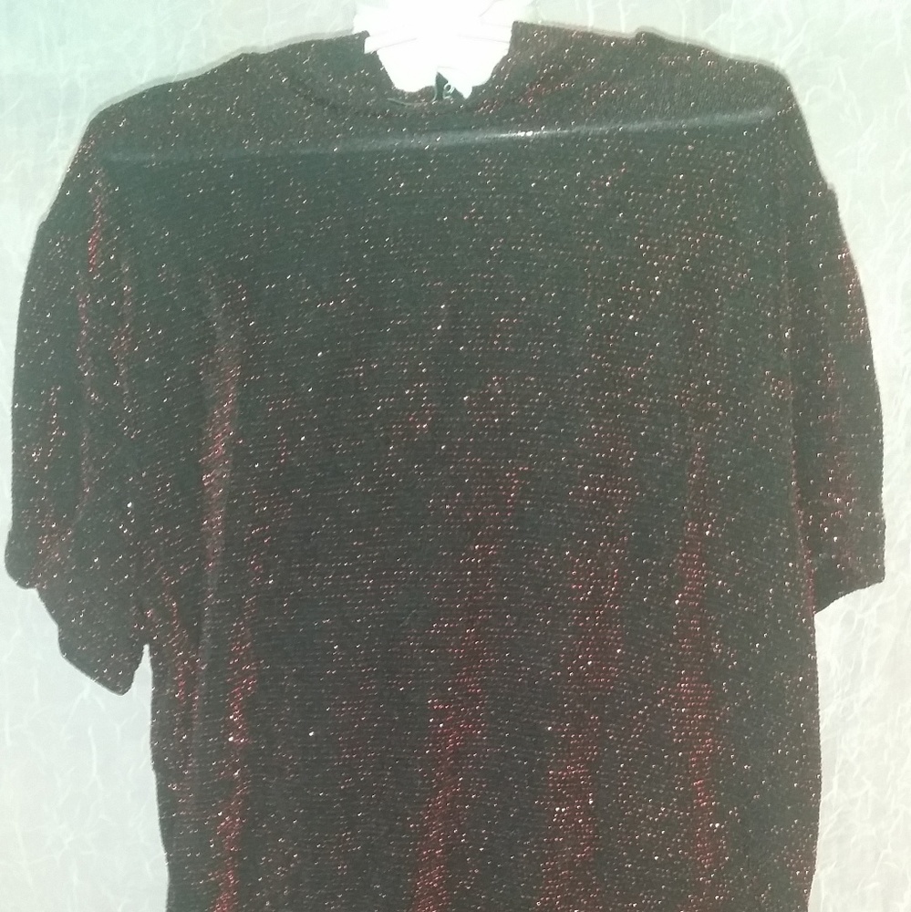 Womans Red Sparkle Top size Small